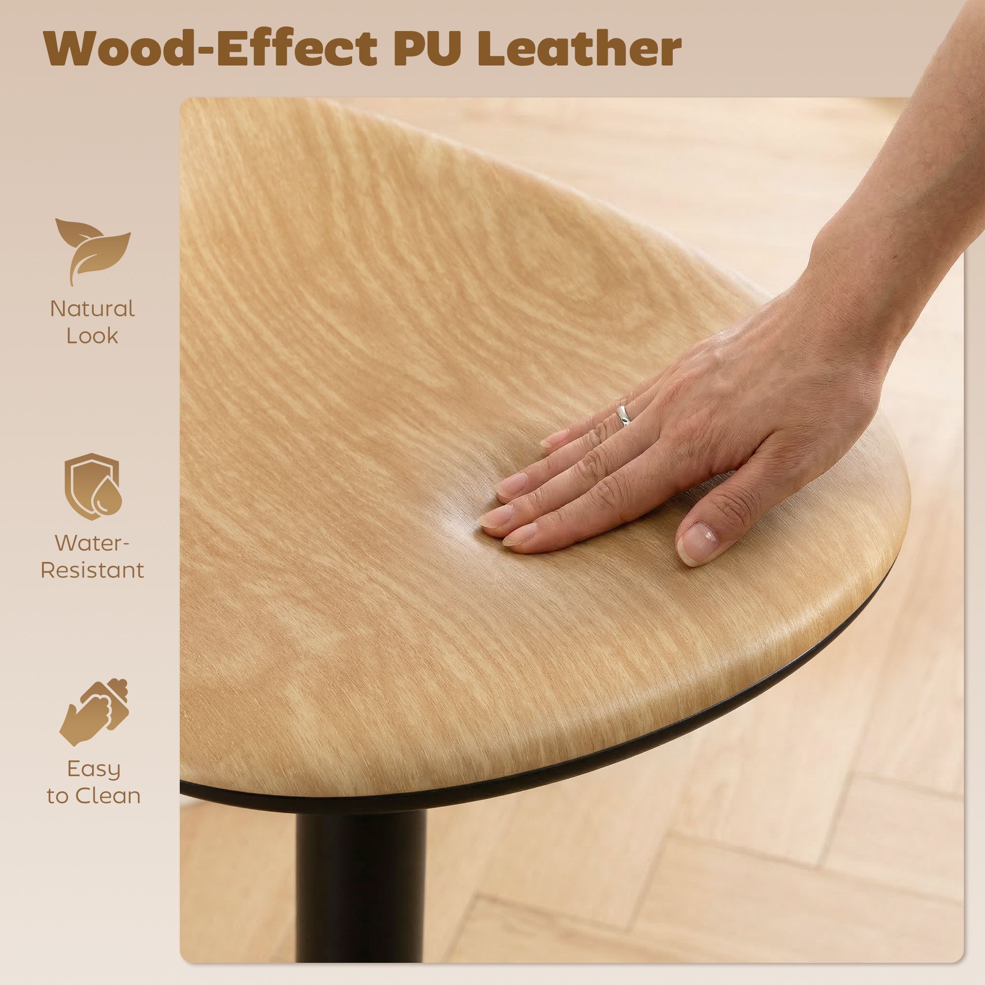 Homcom Set Breakfast Barstools, Pu Leather Swivel Bar Stools, Oak In Natura