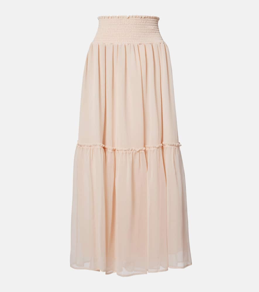 Gathered chiffon maxi skirt