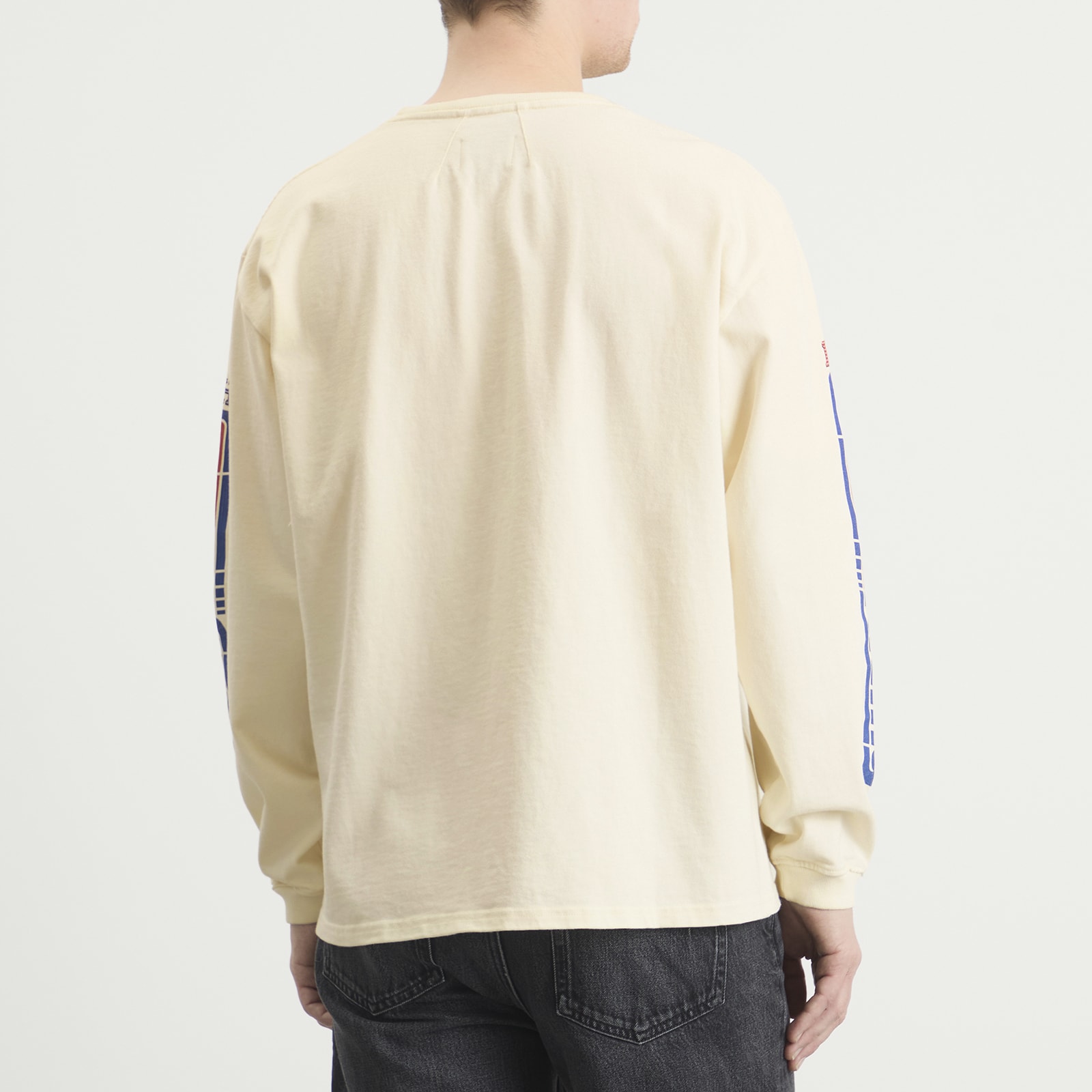 Men's Split Petrol Logo Long Sleeve T-Shirt Vintage White/ Red/ Blue