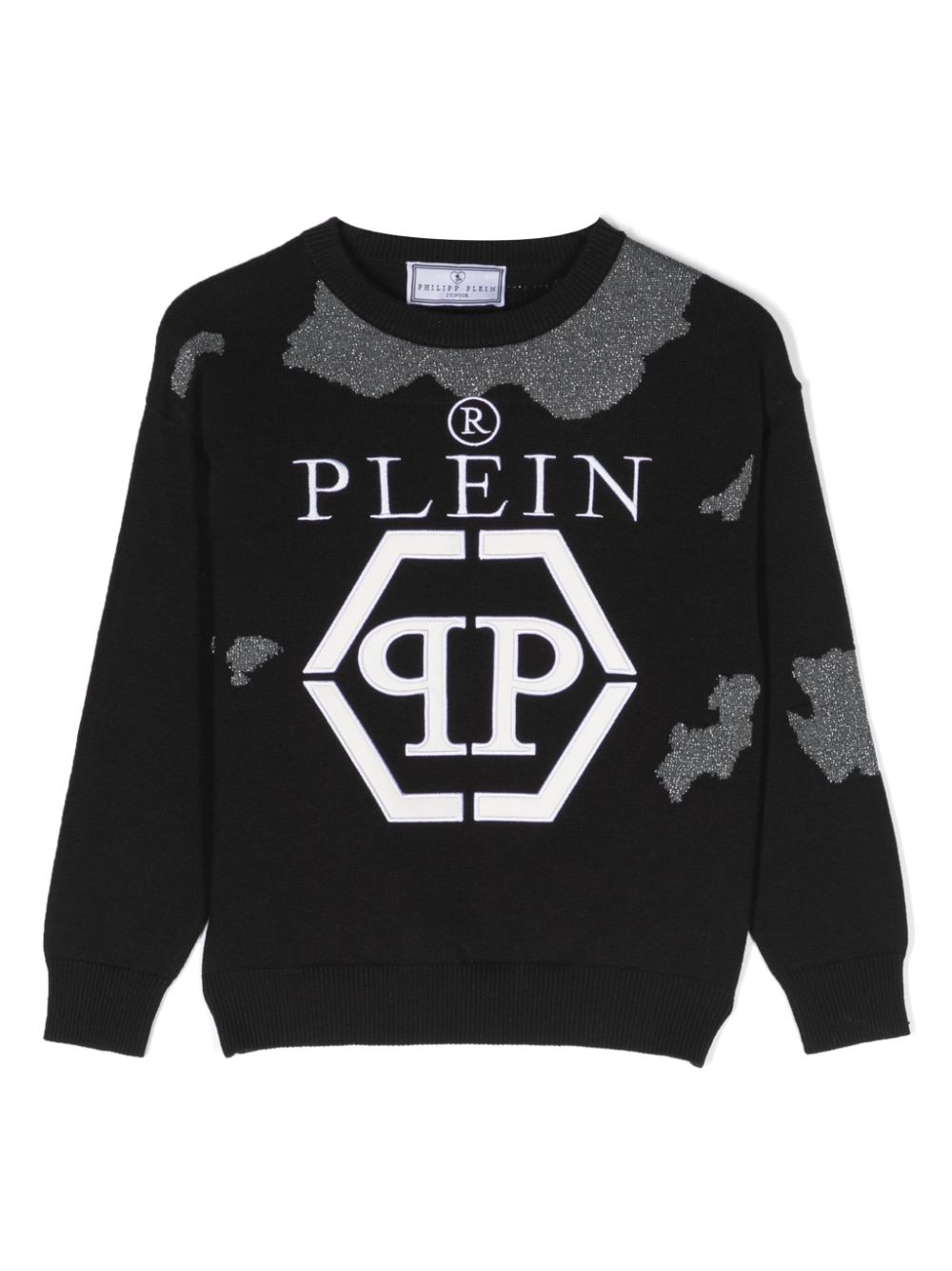 Logo-embroidered cotton jumper - Black