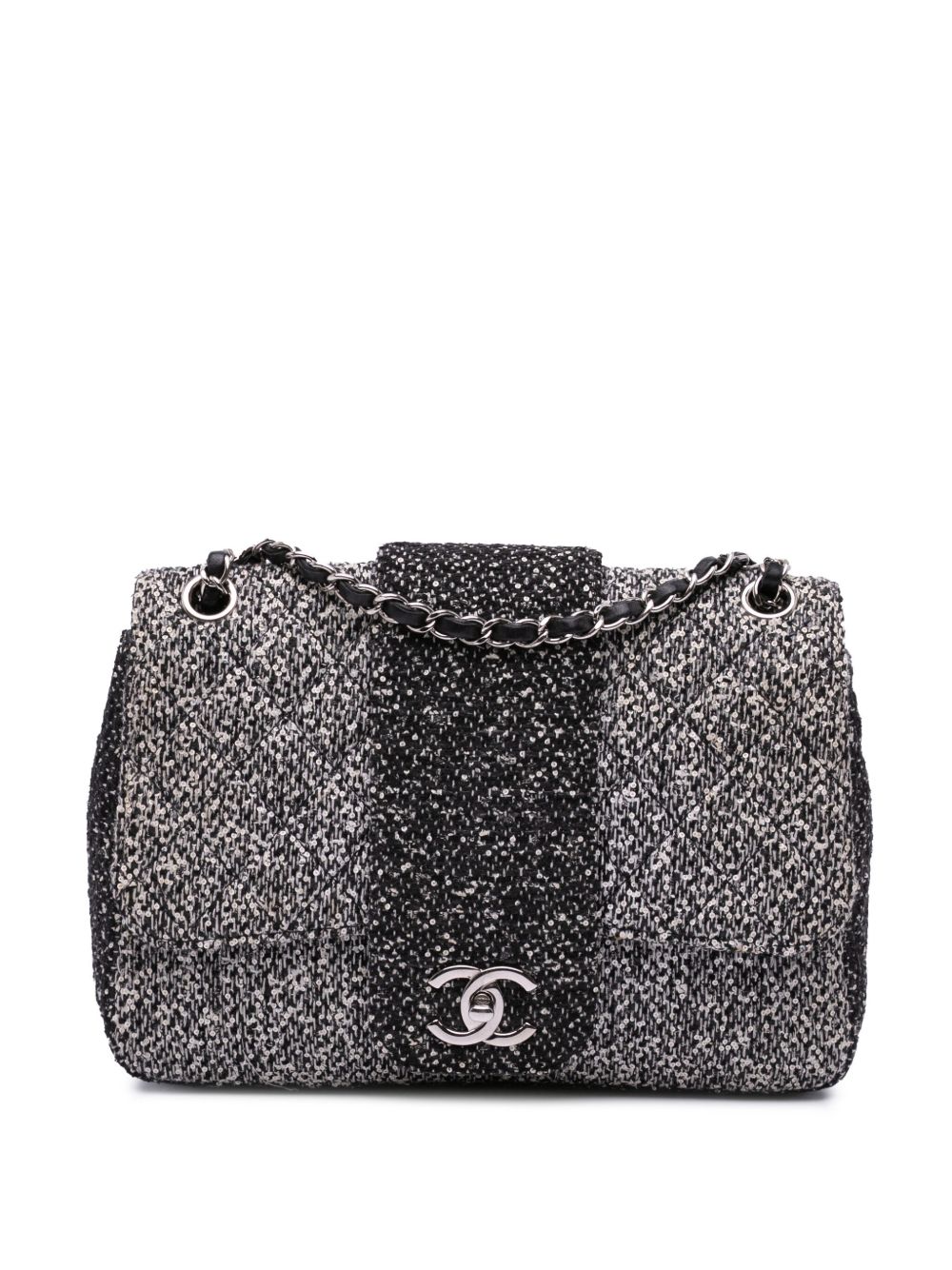 2015-2016 Tweed and Sequin Elementary Chic Flap shoulder bag - Black