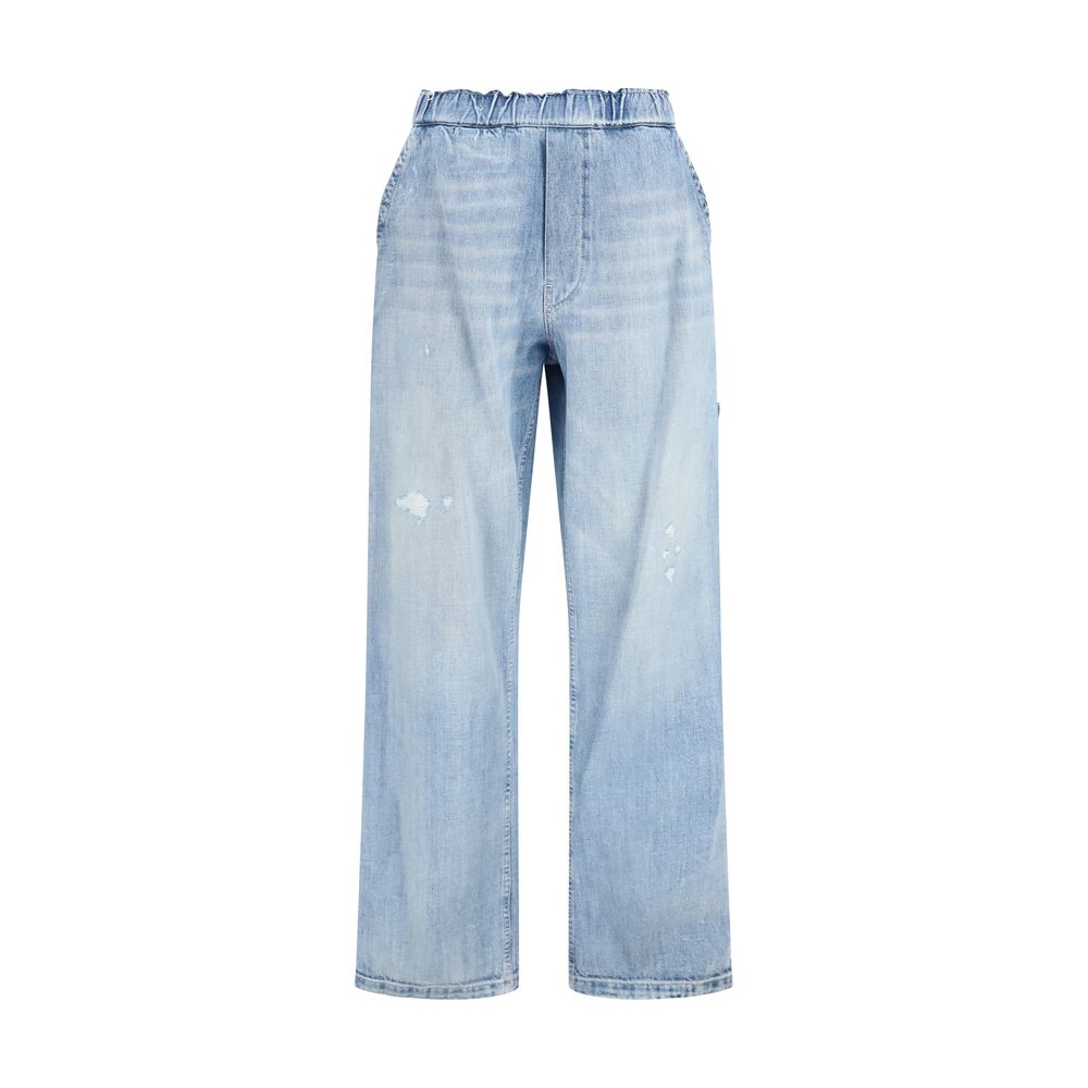 Light-Wash Wide-Leg Denim Jeans — Blue