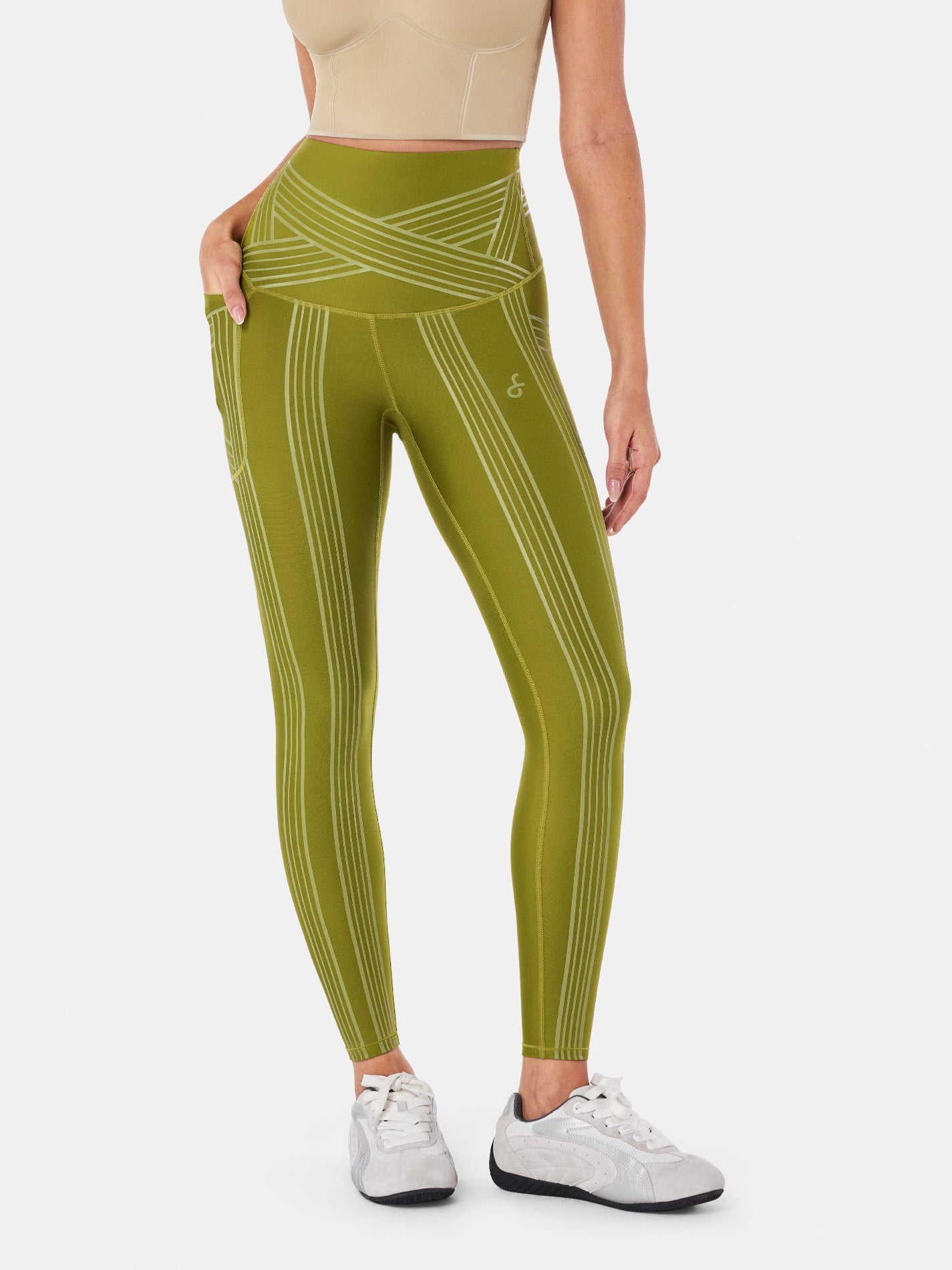 PowerBand Resistance Leggings - Avocado Green