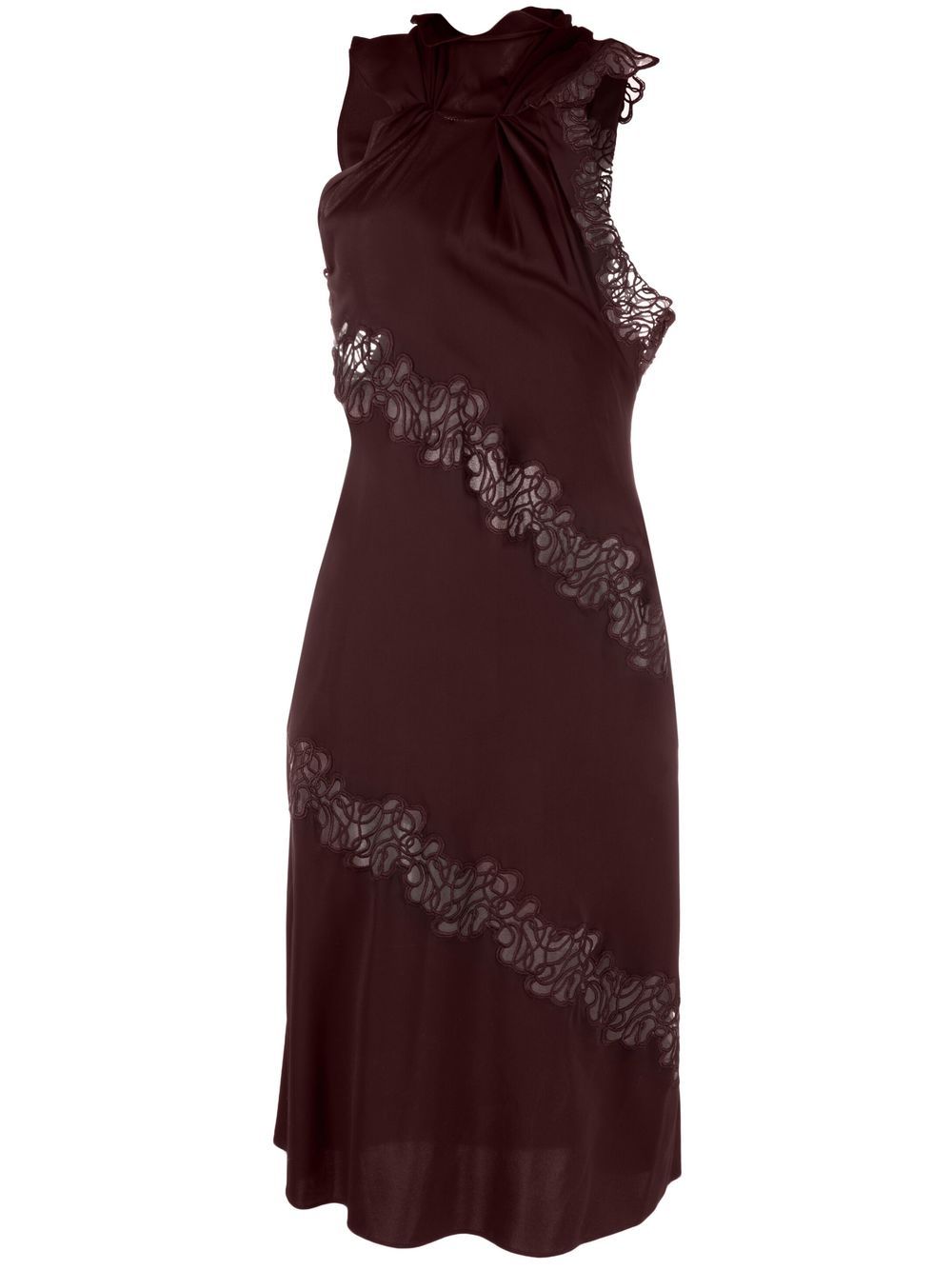 Lace-detail halterneck dress - Purple