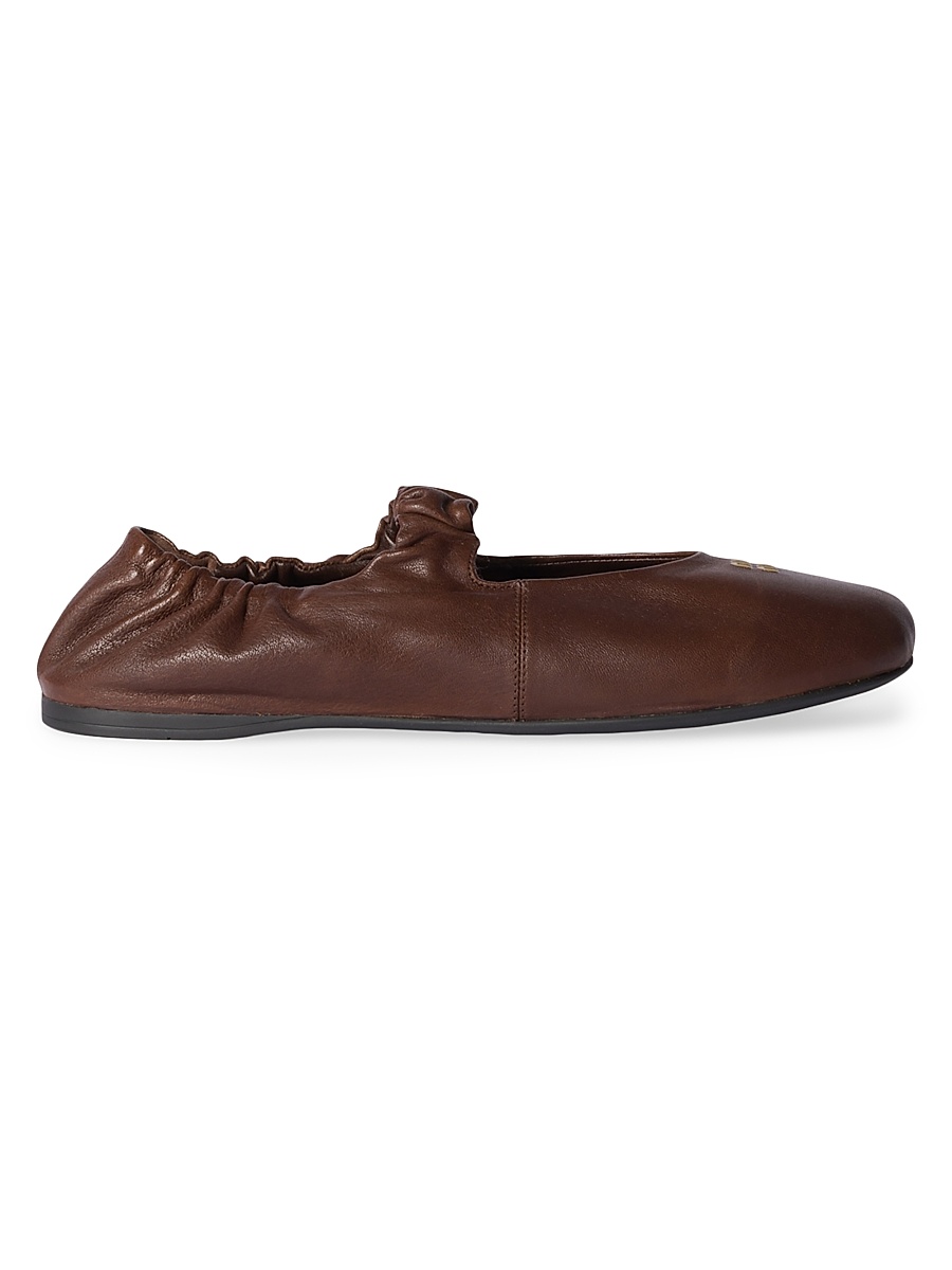 Women's Ruches Nappa Leather Ballerinas - Brown