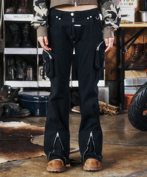 WASHED MILITARY CARGO PANTS BLACK
