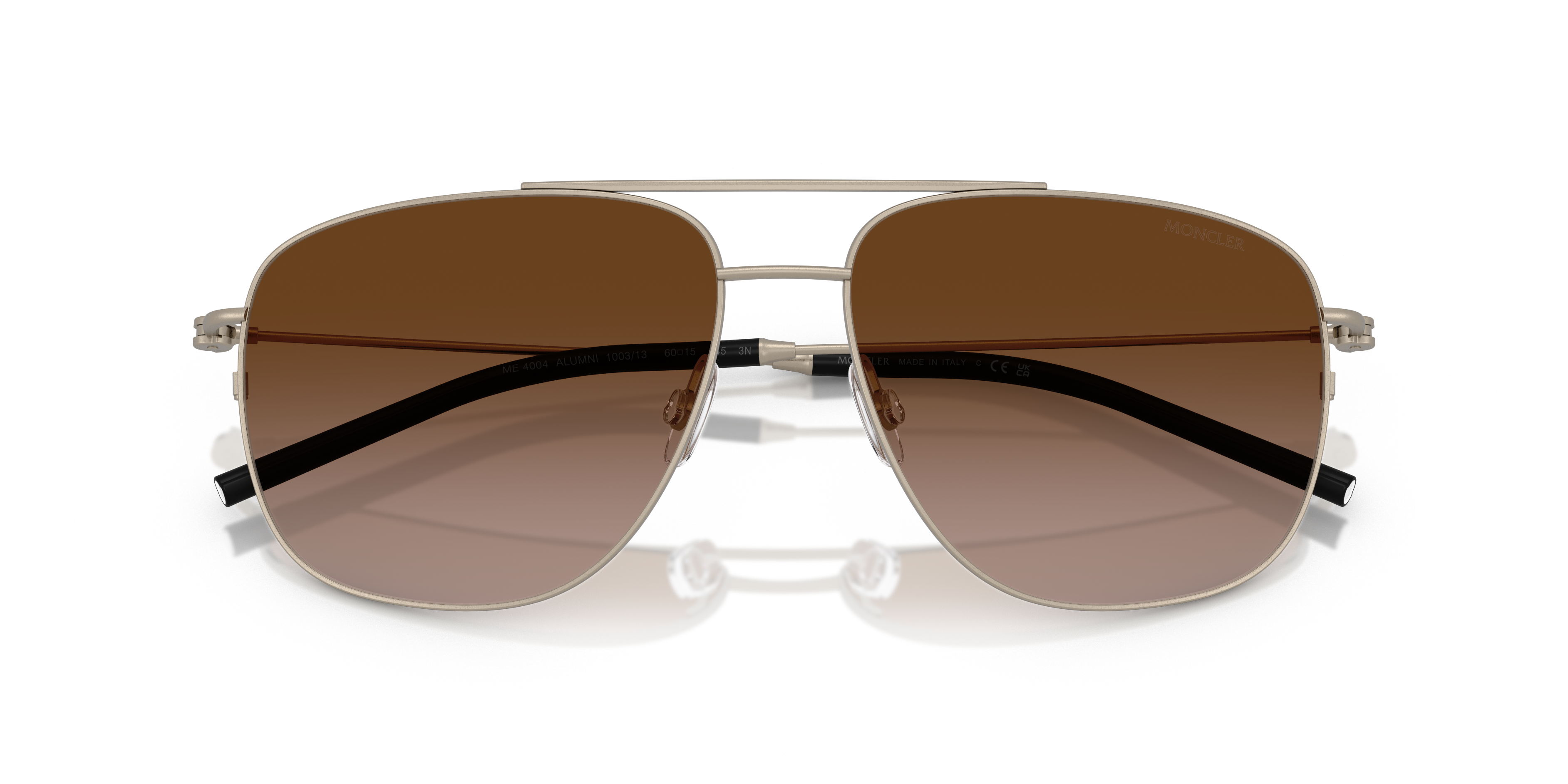 Moncler Unisex Moncler ME4004 ALUMNI 100313 Sunglasses Steel Bronze Brown Pilot Mirror