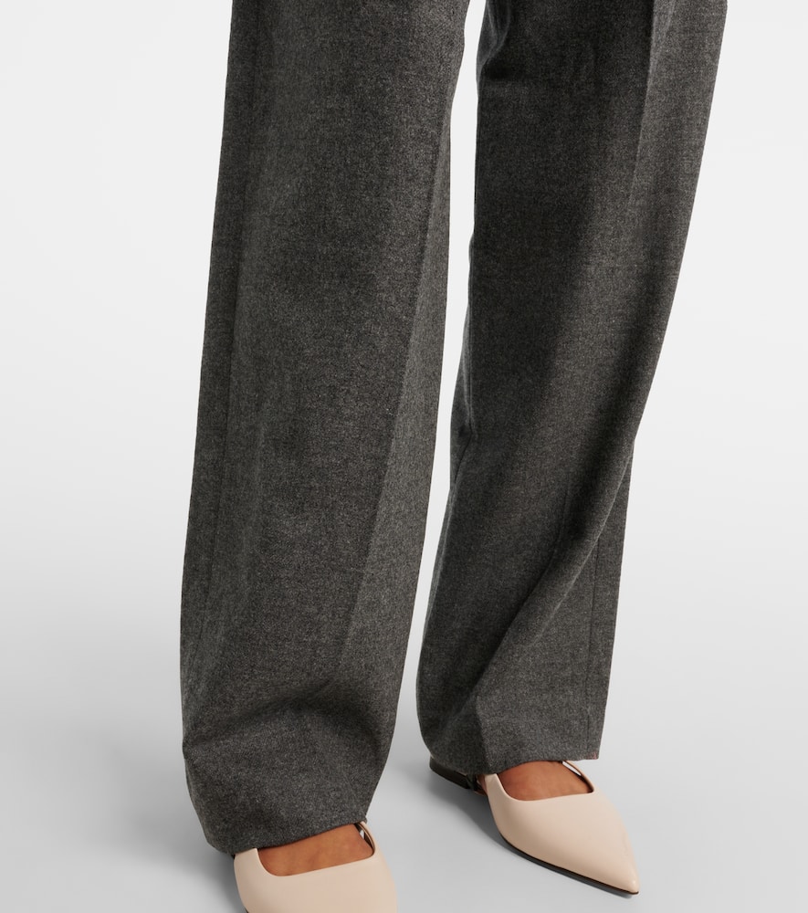 Pleated wool and cashmere wide-leg pants