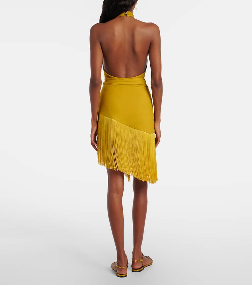 Artemis fringed beach cover-up and swimsuit