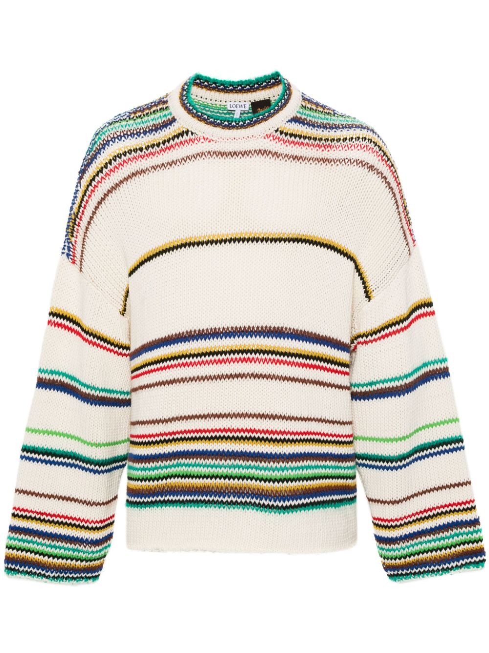 Logo-patch striped jumper - Neutrals