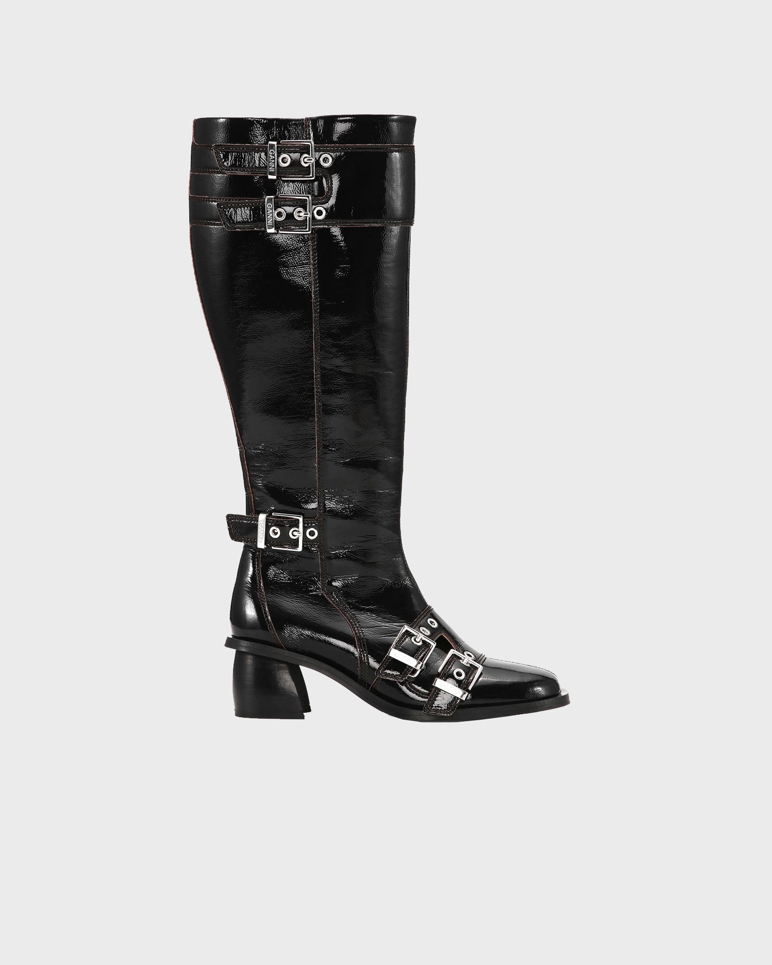 Ganni Boots Feminine Buckle High Naplack Black EUR