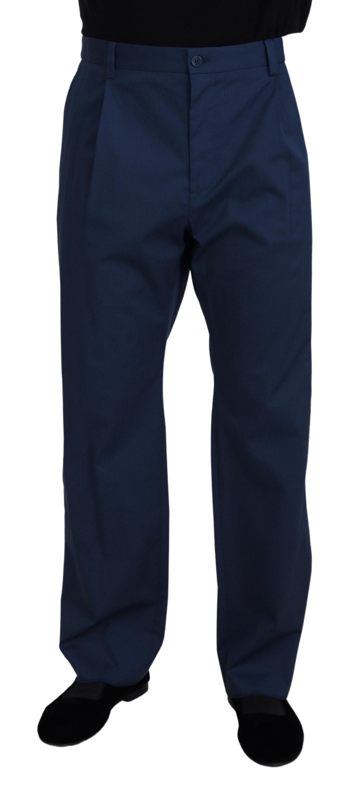 Cotton Straight Fit Trousers — Blue