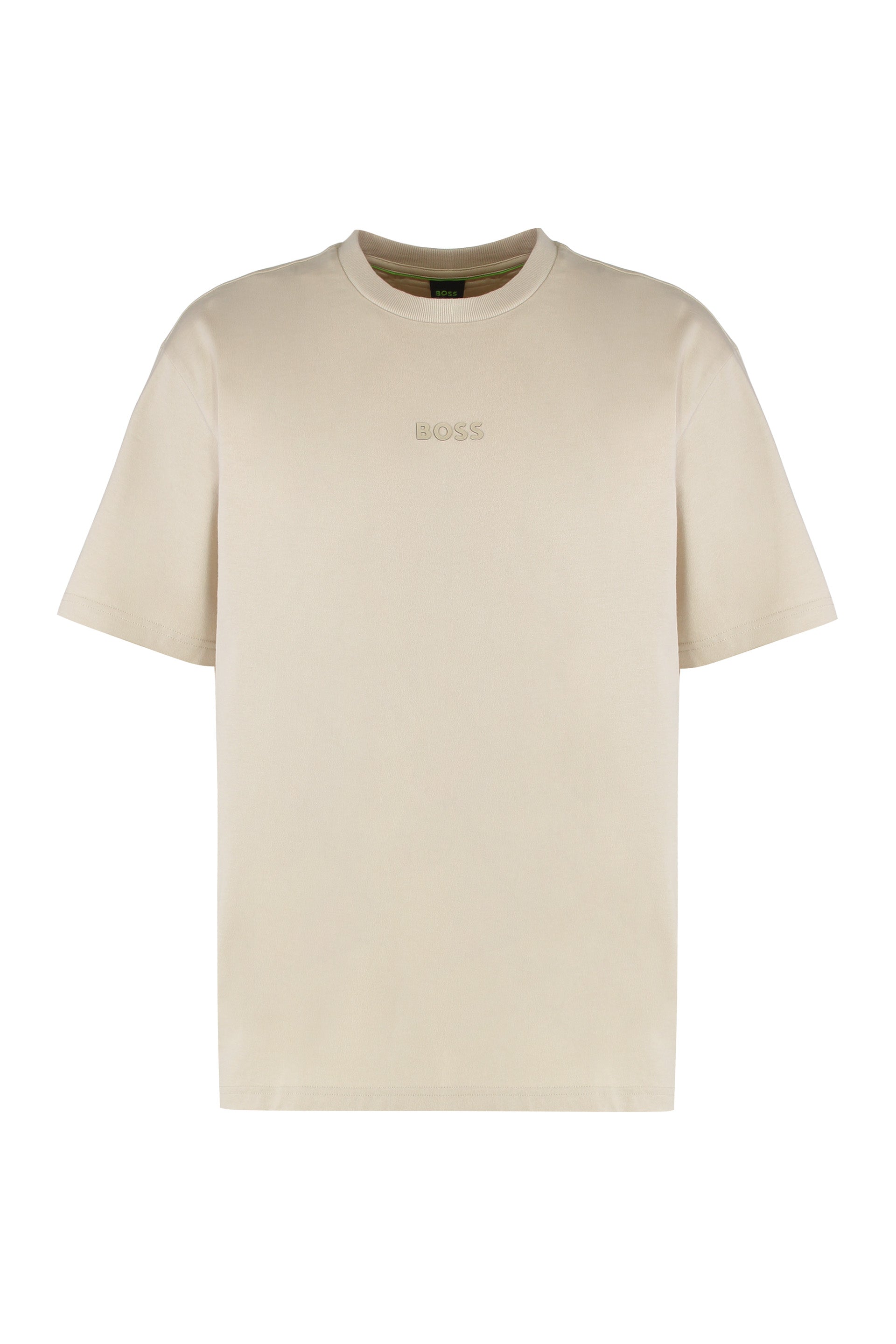 Crew Neck Cotton T-Shirt — Beige