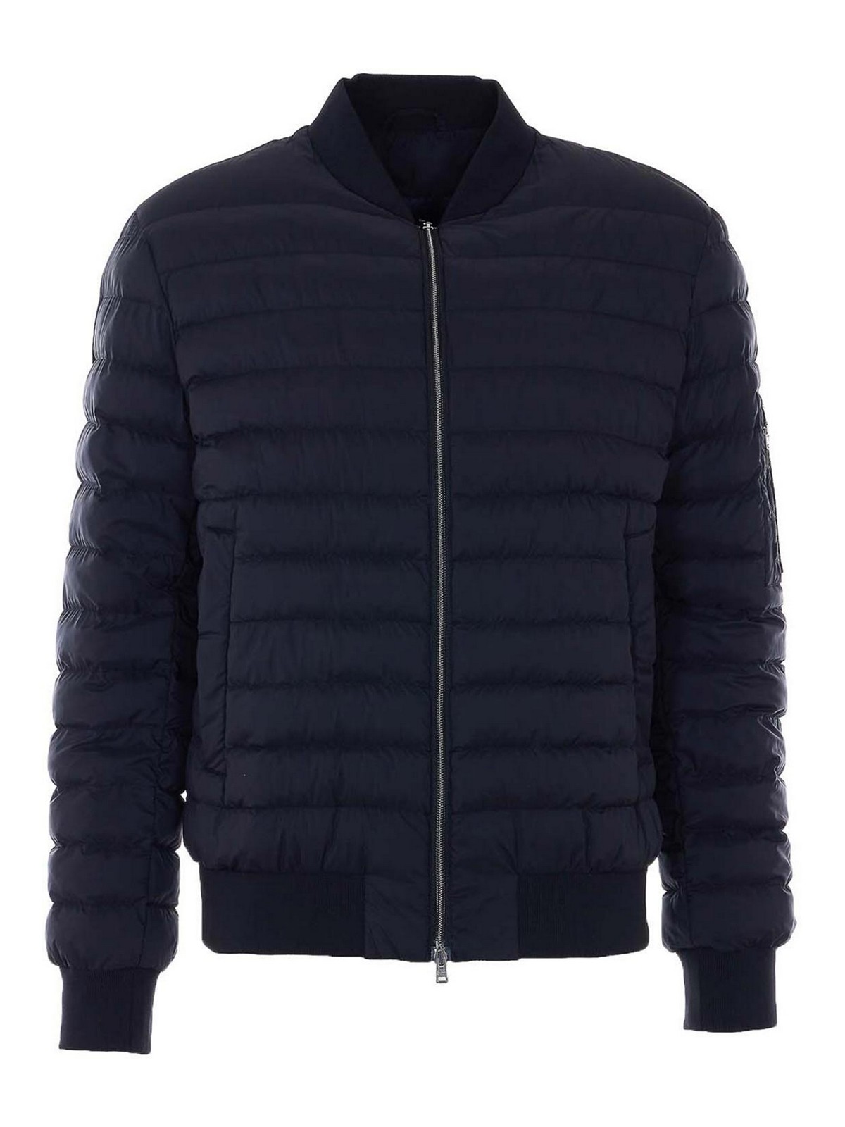Black Down Jacket With Frontal Zip Closure
