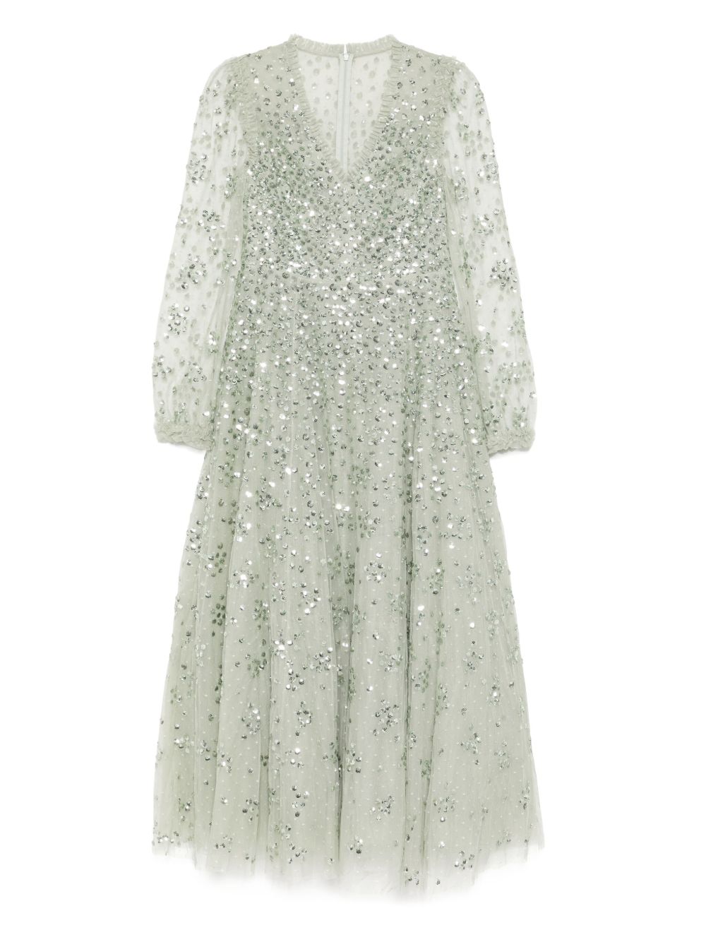 Needle & Thread Leila dot V-neck ankle gown - Green