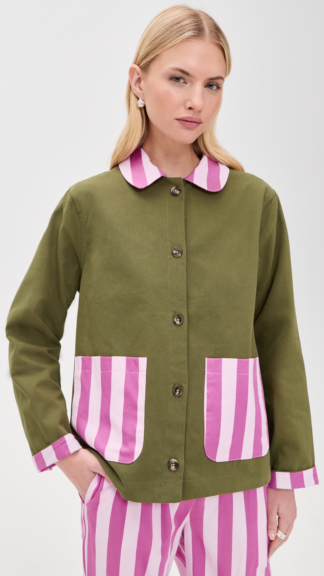 Dalston Jacket Green/Rose Stripe