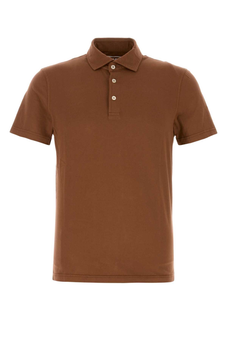 Brown Stretch Cotton Polo Shirt