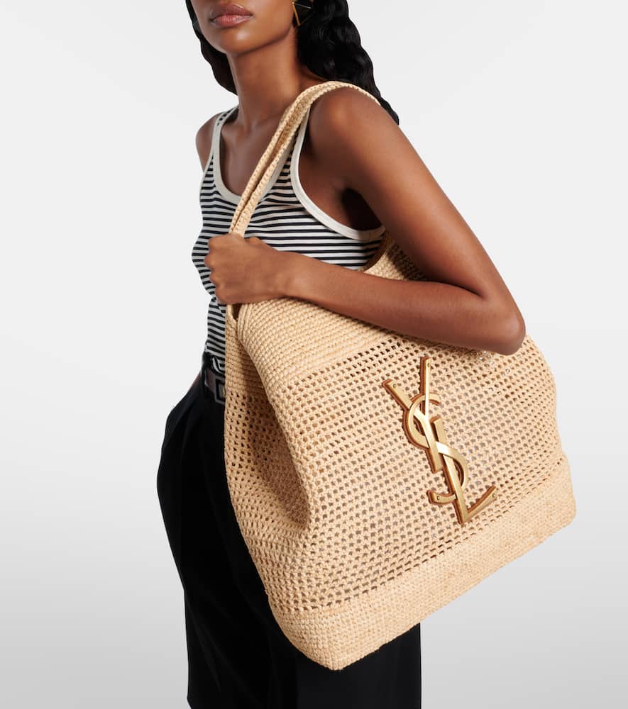 Saint Laurent Icare crochet raffia shopping bag