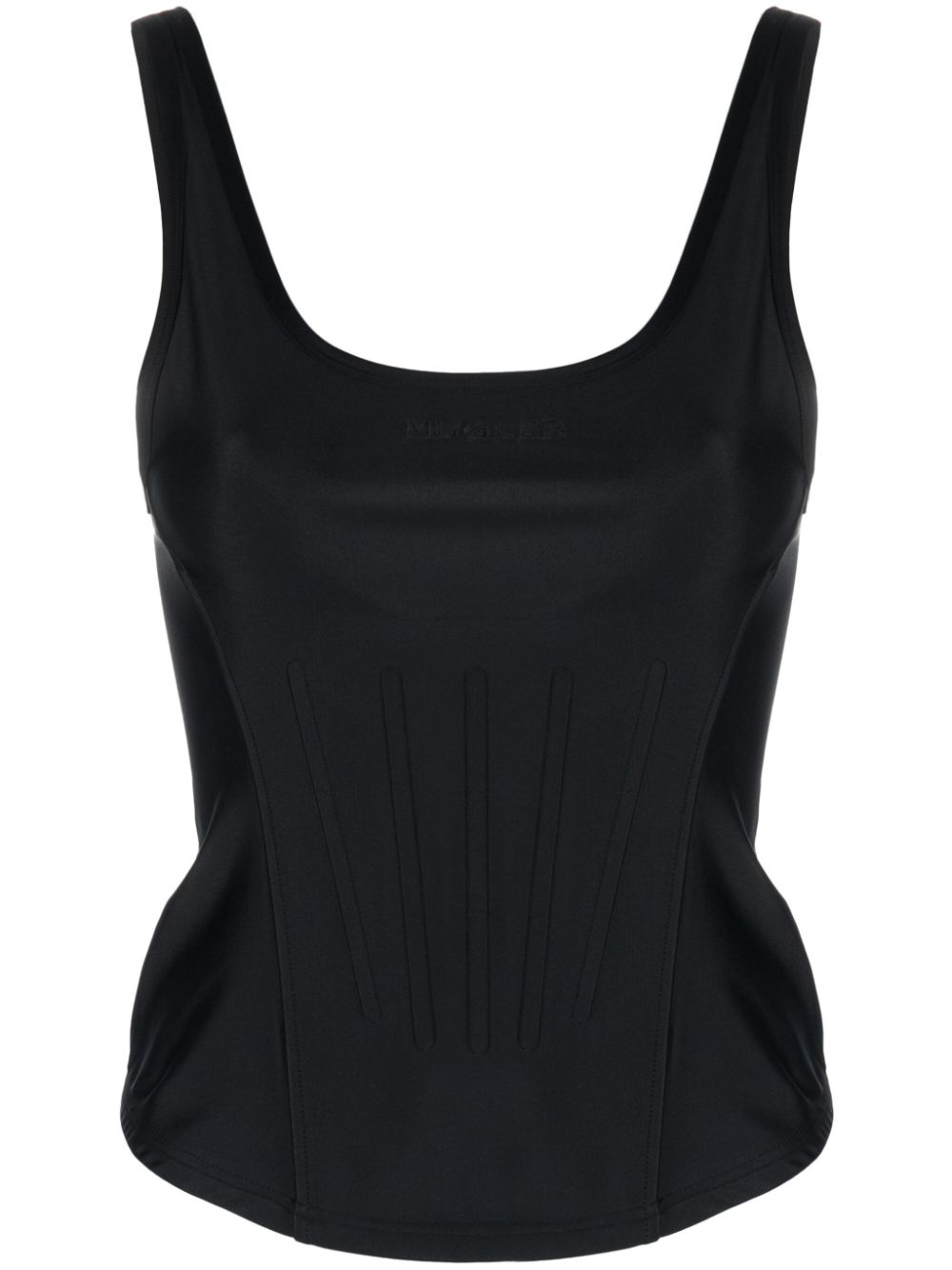 Logo-embossed corset tank top - White