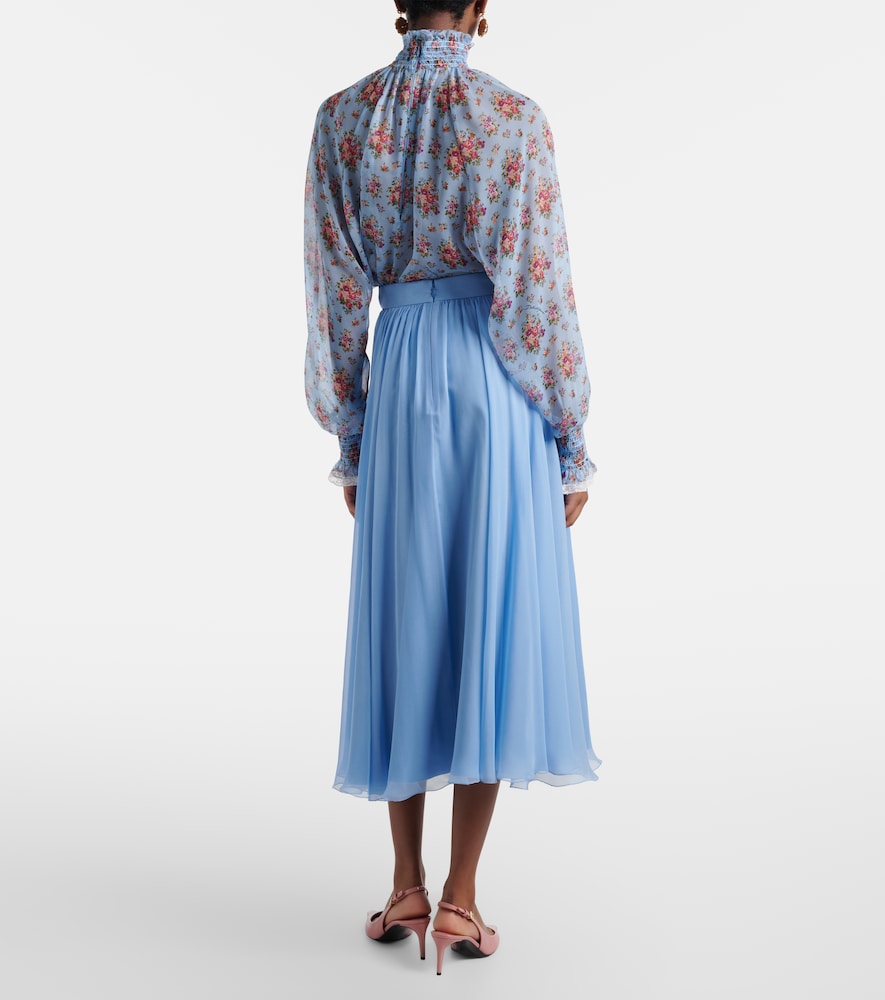 Silk chiffon midi skirt
