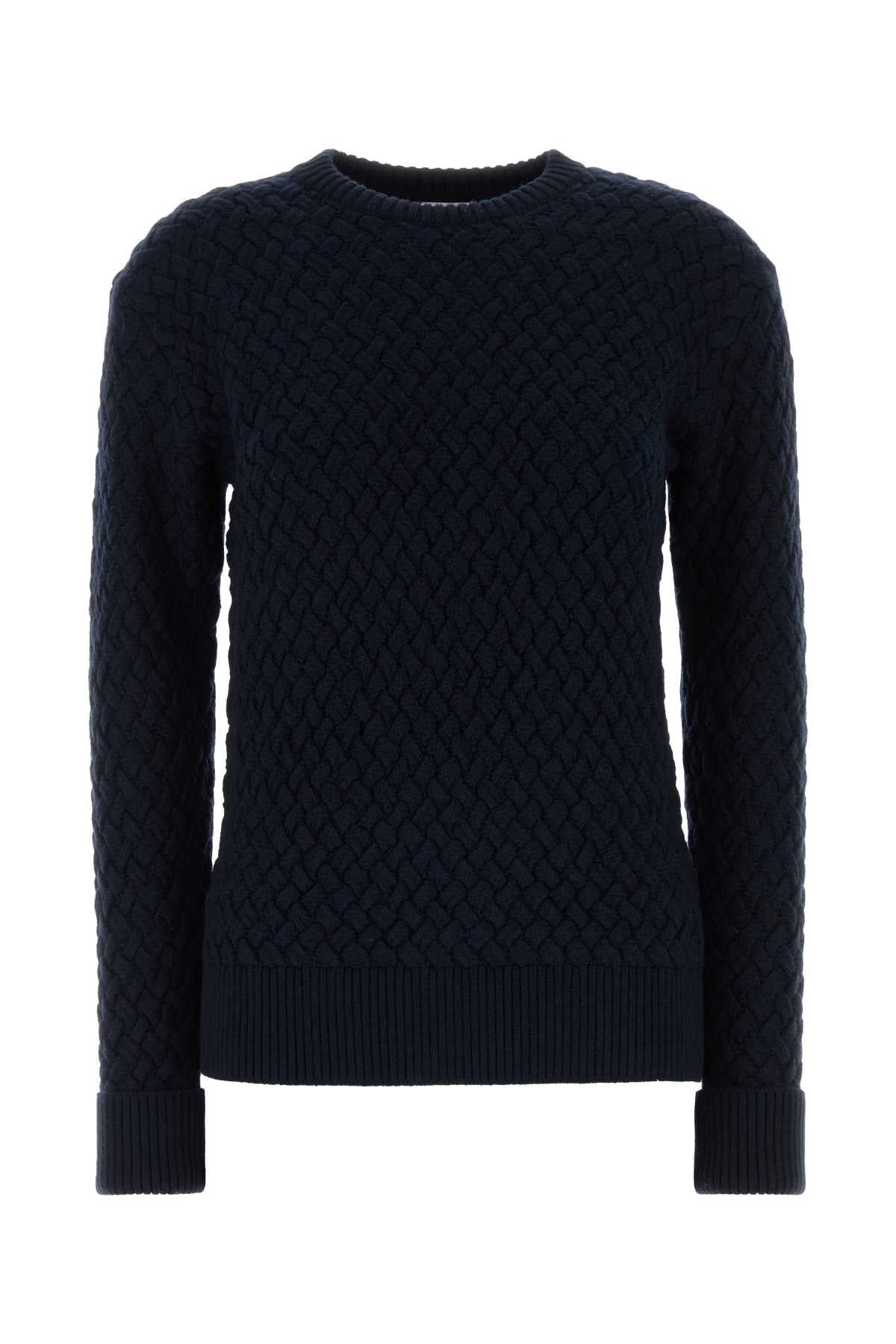 Quilted Wool Sweater — Navy