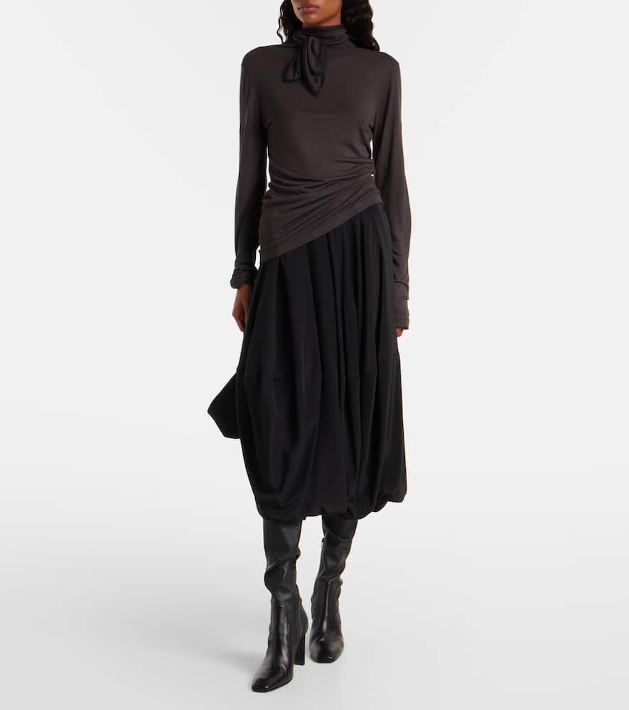 Tie-neck jersey top