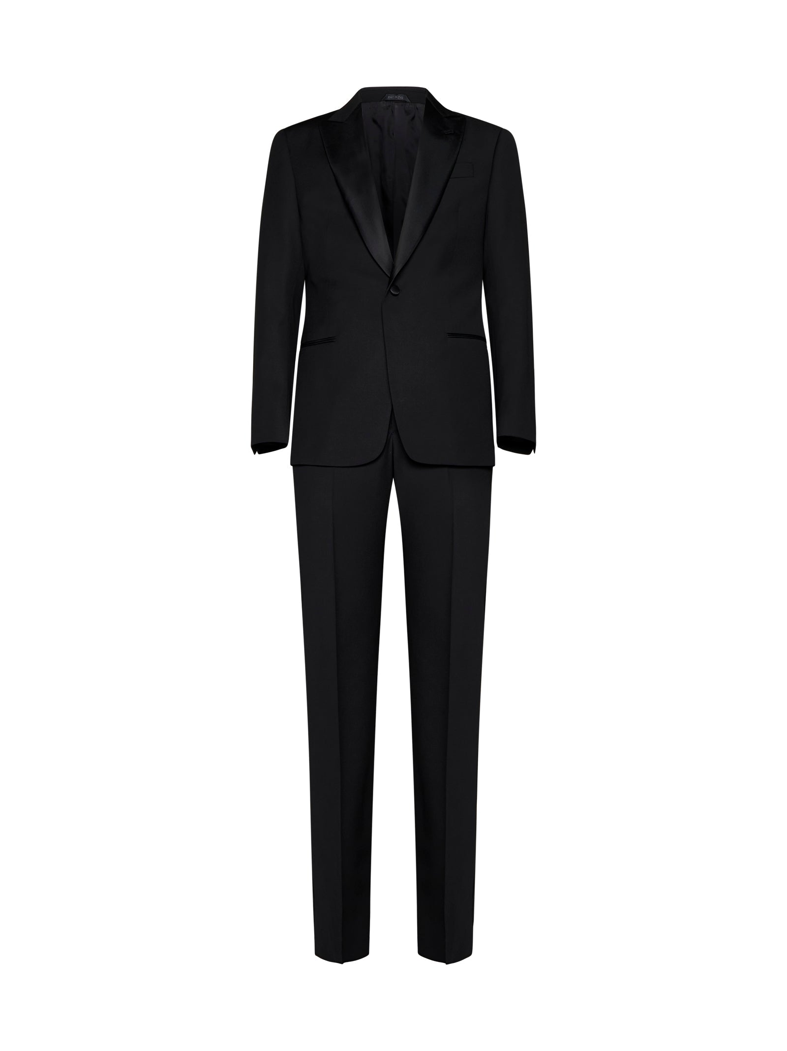 Virgin Wool Single-Breasted Tuxedo — Black