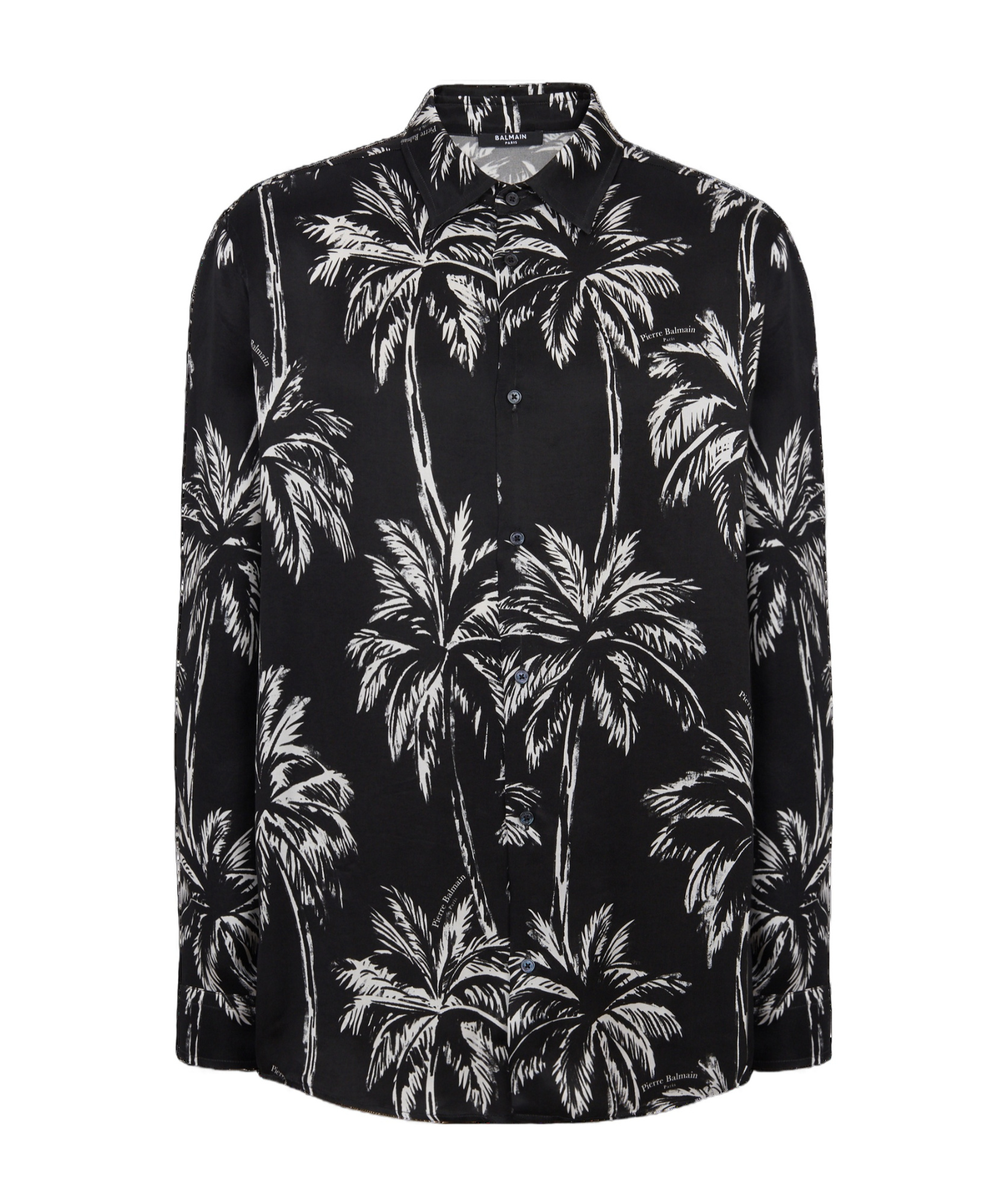 Printed satin palm tree shirt