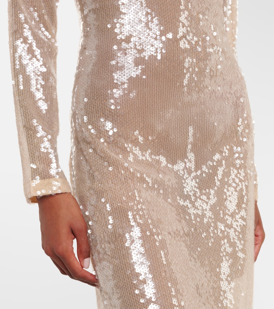 Sequined sheer maxi dress