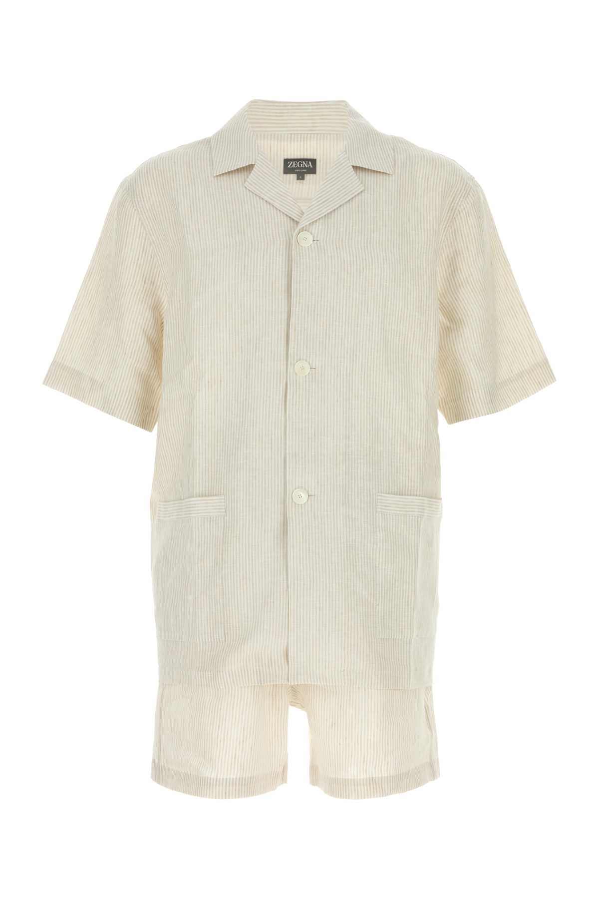 Ribbed Linen Shirt — Beige