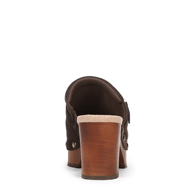 Women's Original Joy Platform Clog Shoes (Dark Brown Leather)