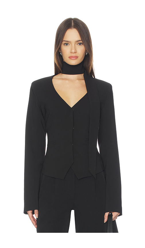ALL THE WAYS Ariyah Scarf Blazer in Black. M. Also in L, S, XL