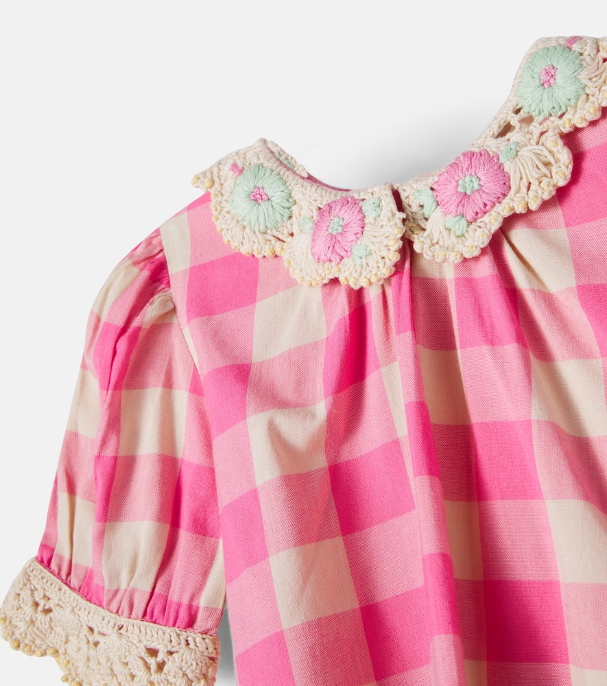 Anais checked crochet cotton-blend top and skirt set