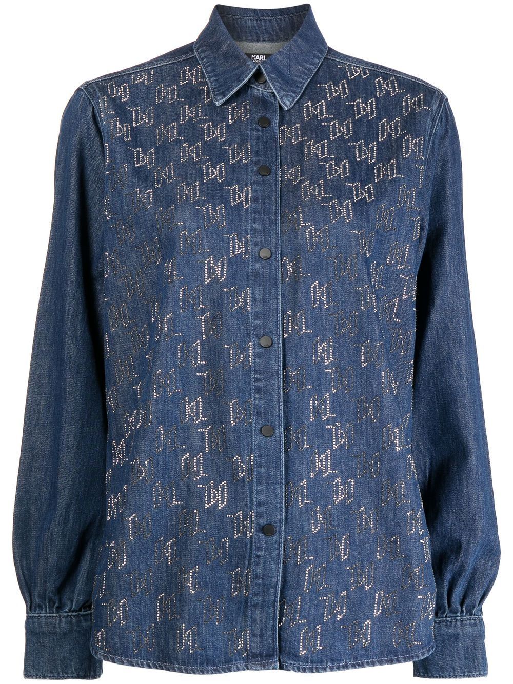 Monogram-embellished denim shirt - Blue