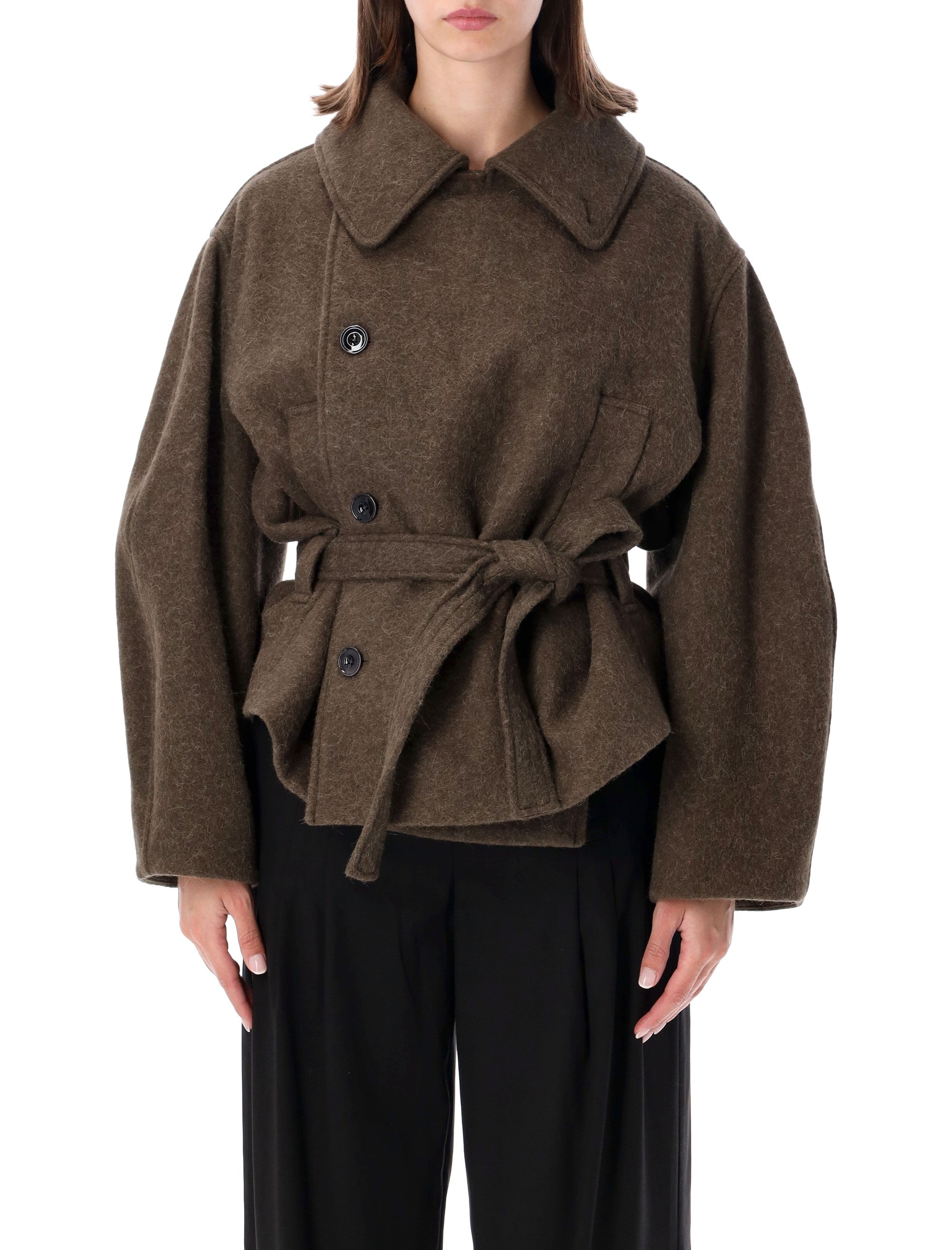 Mini Wrap Short Jacket in Felted Wool & Alpaca Blend
