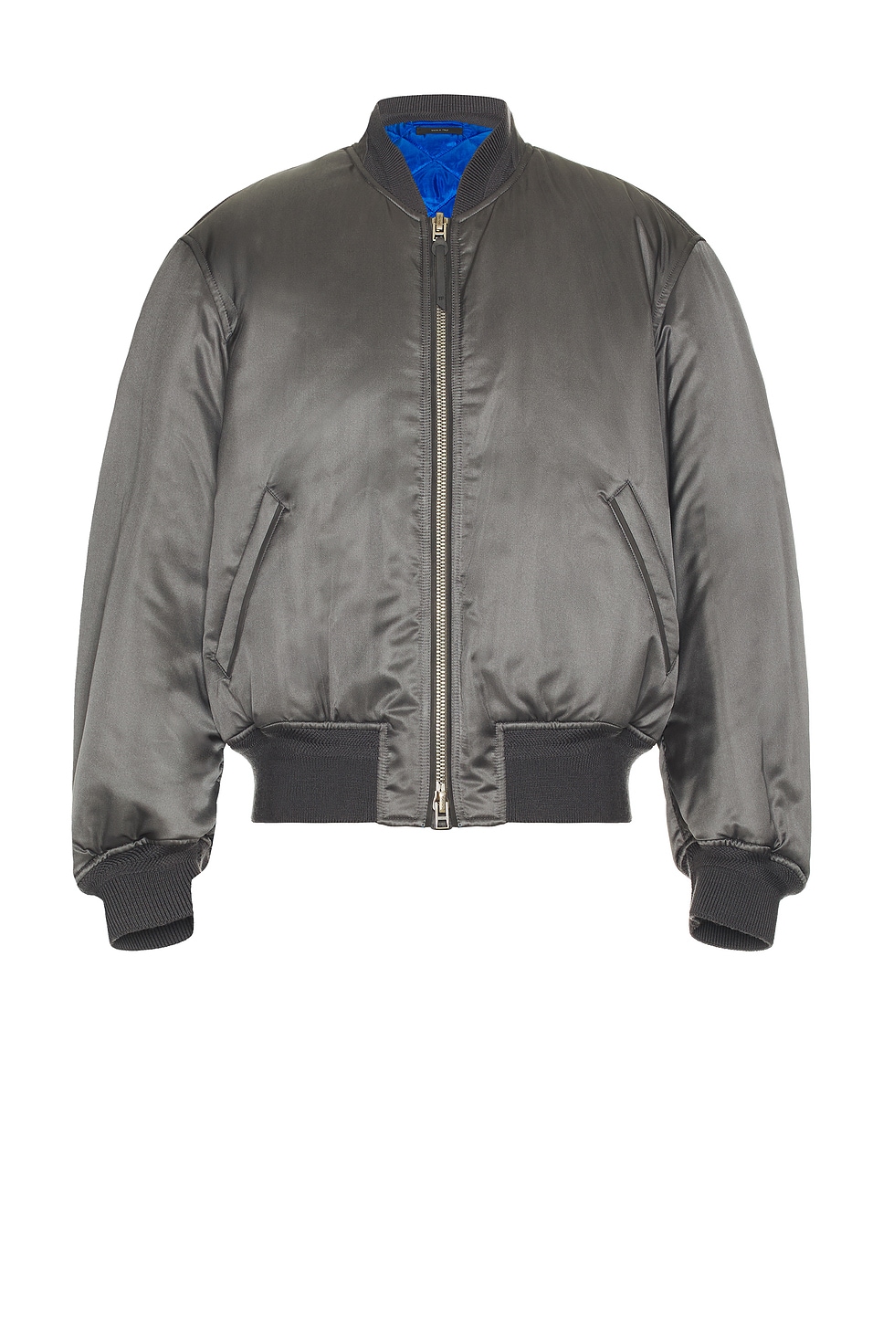 TOM FORD Soft Silk Satin Bomber in Grey & Blue - Grey. 56 also in