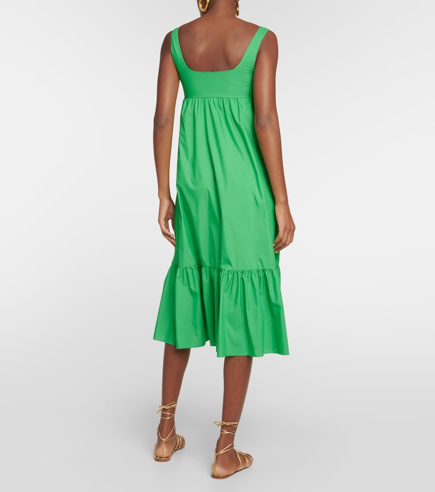 Cotton-blend poplin midi dress