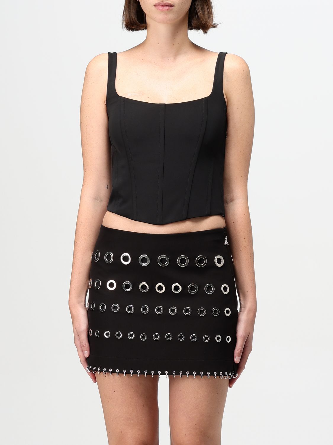 Cropped spike-bar corset - Neutrals