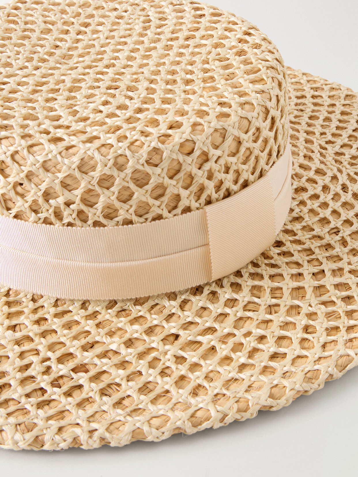 Marion Grosgrain-trimmed Raffia Sunhat - Neutral