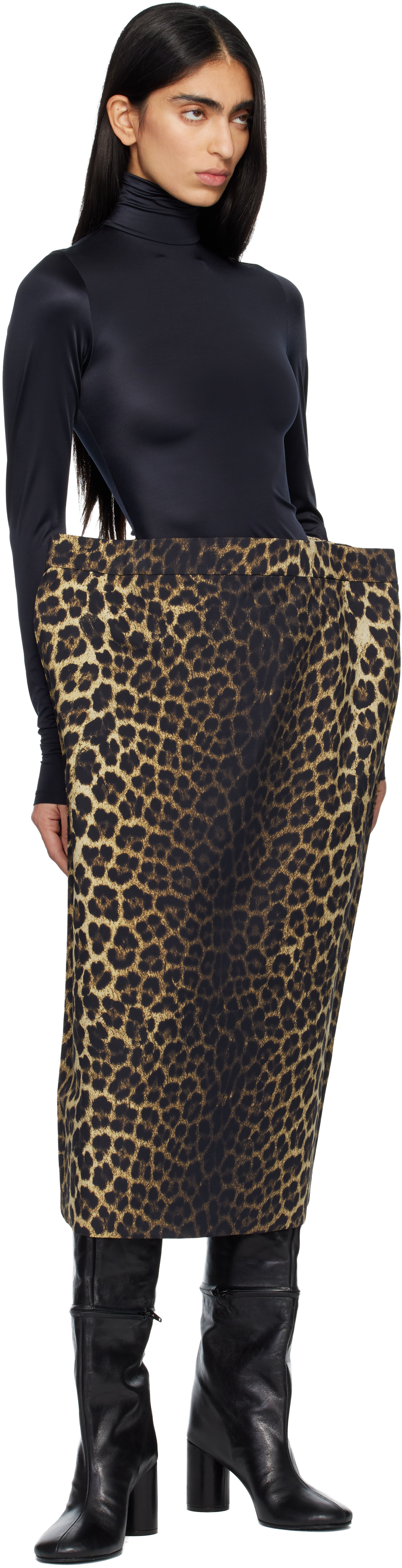 Black High Neck Body Zip Cover Top