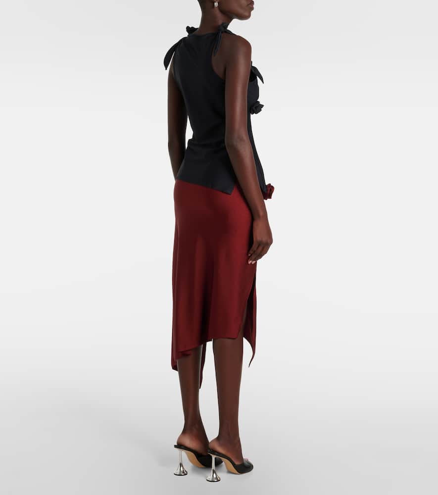 Floral-appliqué asymmetric top