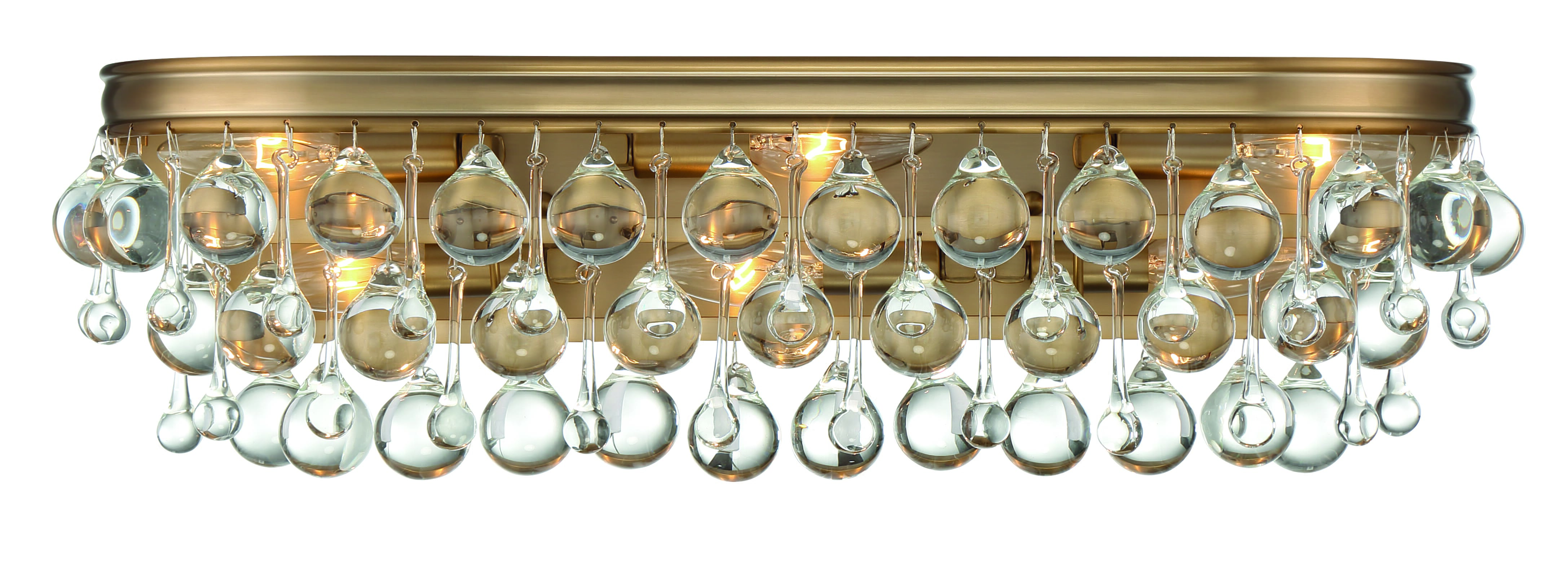 Calypso 6-Light Bathroom Vanity Light in Vibrant Gold with Clear Glass Drops Crysta
