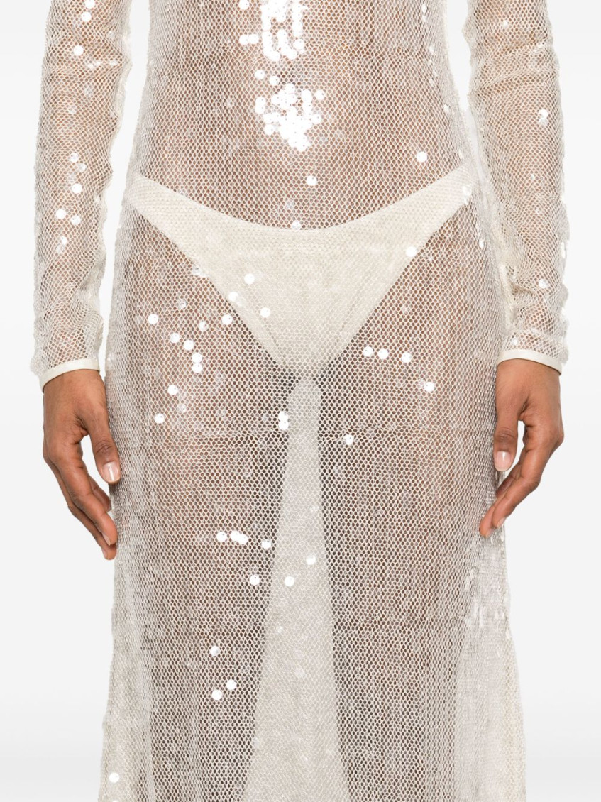 Long Sleeved Sequin Gown
