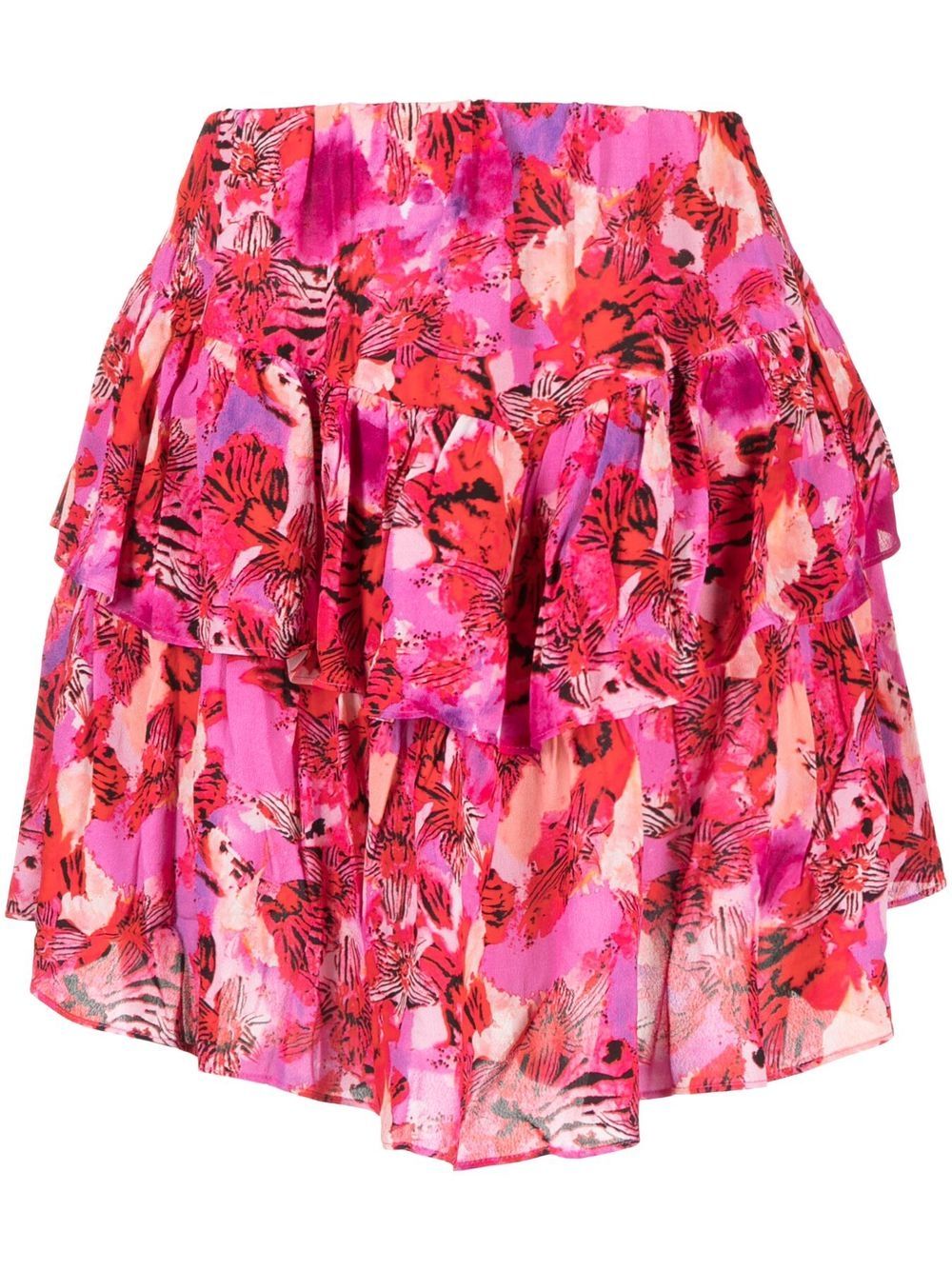 Floral-print tiered skirt - Grey
