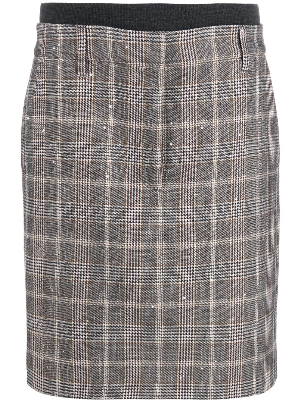 Check-print pencil skirt - Grey