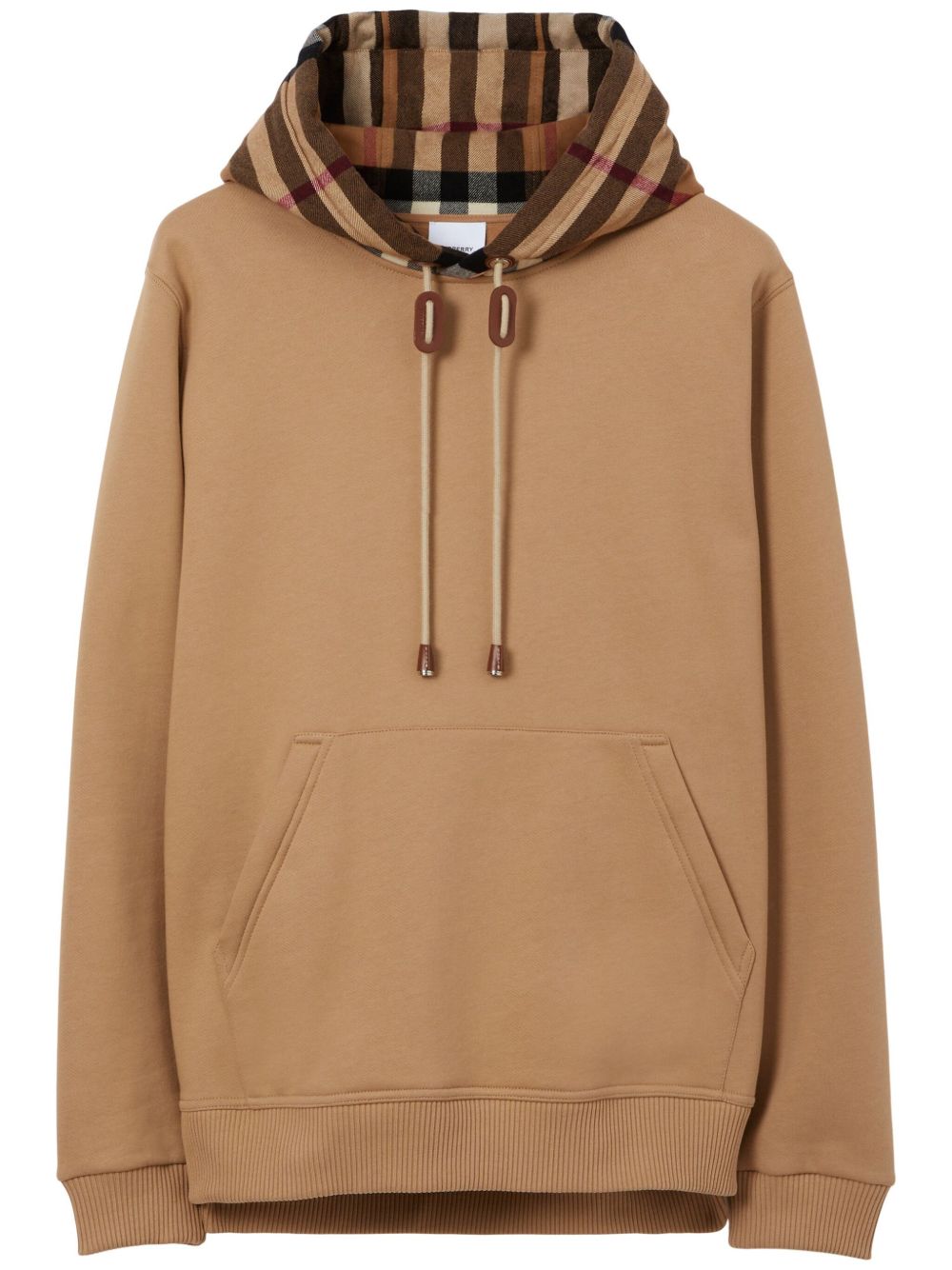 Men's Check Cotton Flannel Hooded Sweatshirt with Drawstring