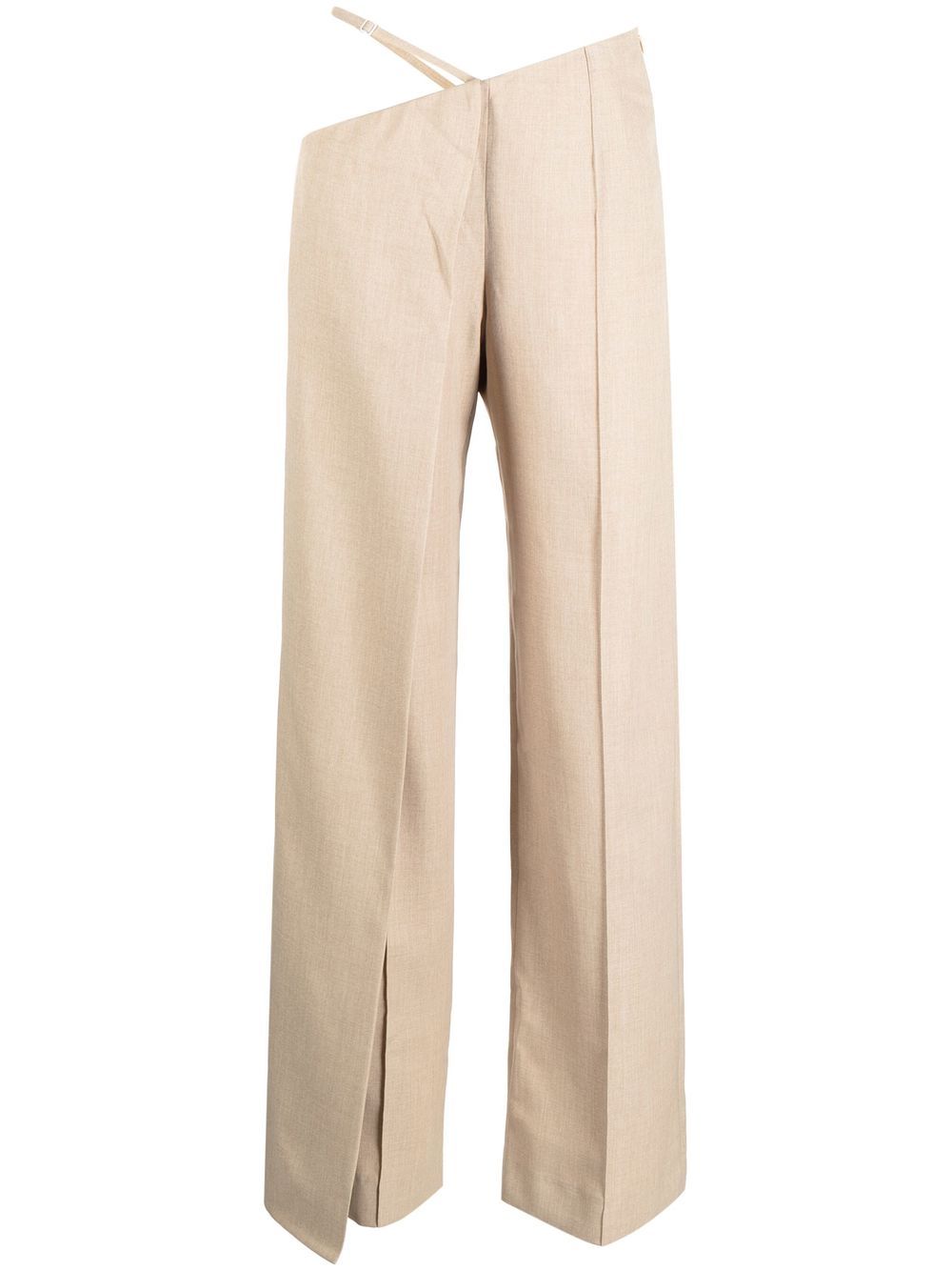 Asymmetric wide-leg trousers - Brown