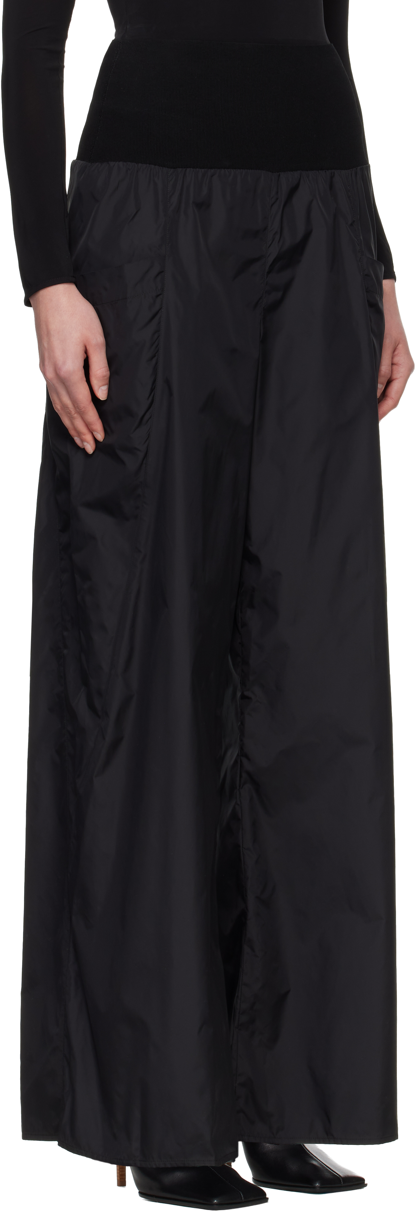 Black Nylon Track Pants