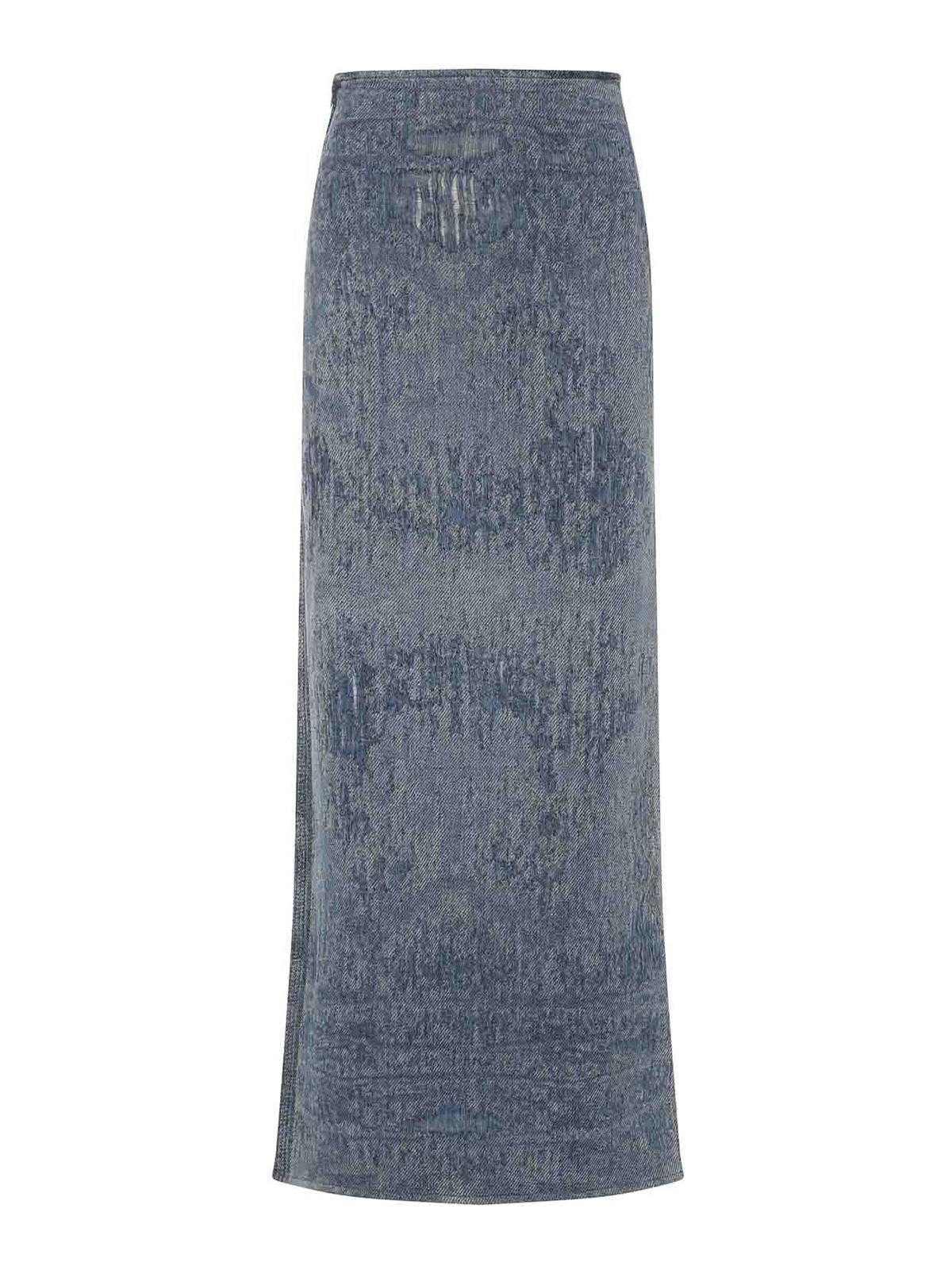 Skirt in ultra-destroyed jacquard denim - Skirts - Woman - Blue