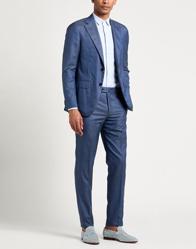 Man Suit Slate blue Size 36 Wool